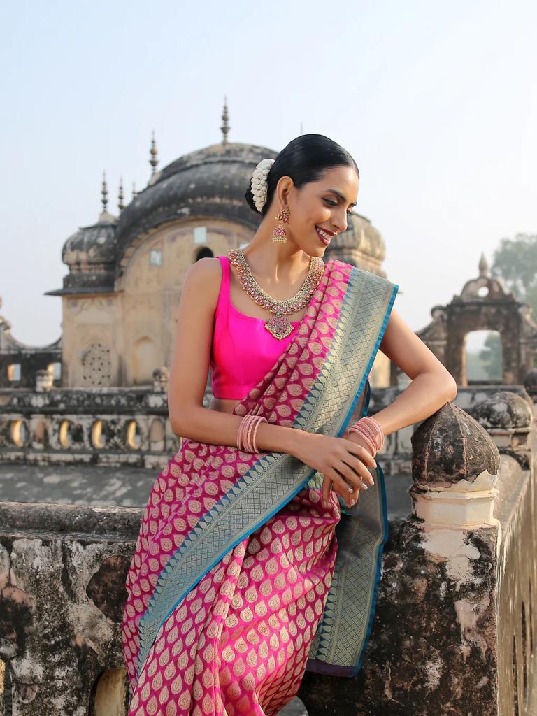 Super classy Dark Pink Soft Silk Saree With Adoring Blouse Piece ClothsVilla