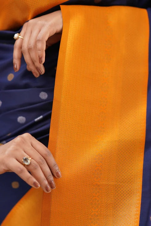 Ailurophile Blue Soft Silk Saree With Demesne Blouse Piece ClothsVilla
