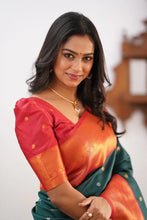 Load image into Gallery viewer, Eloquence Dark Green Soft Silk Saree With Evocative Blouse Piece ClothsVilla