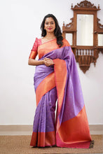 Load image into Gallery viewer, Desultory Lavender Soft Silk Saree With Murmurous Blouse Piece ClothsVilla