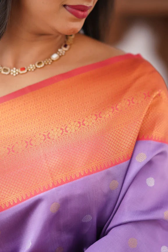 Desultory Lavender Soft Silk Saree With Murmurous Blouse Piece ClothsVilla