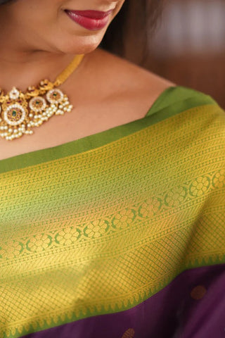 Amiable Purple Soft Silk Saree With Magnificat Blouse Piece ClothsVilla