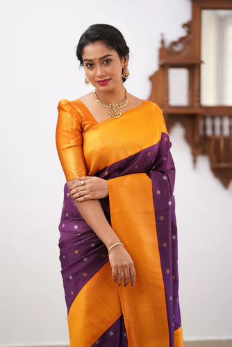Glittering Purple Soft Silk Saree With Improbable Blouse Piece ClothsVilla