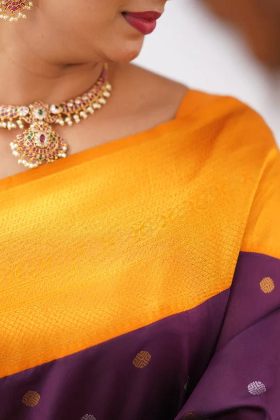 Glittering Purple Soft Silk Saree With Improbable Blouse Piece ClothsVilla