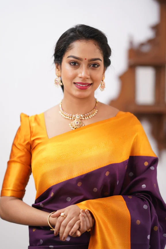Glittering Purple Soft Silk Saree With Improbable Blouse Piece ClothsVilla