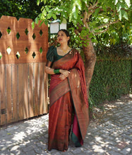 Load image into Gallery viewer, Improbable Maroon Soft Silk Saree With Enchanting Blouse Piece ClothsVilla