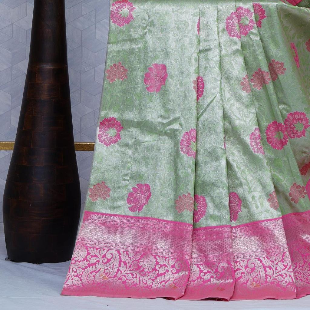 Magnetic Sea Green Soft Silk Saree With Snazzy Blouse Piece ClothsVilla