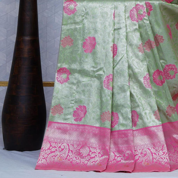 Magnetic Sea Green Soft Silk Saree With Snazzy Blouse Piece ClothsVilla