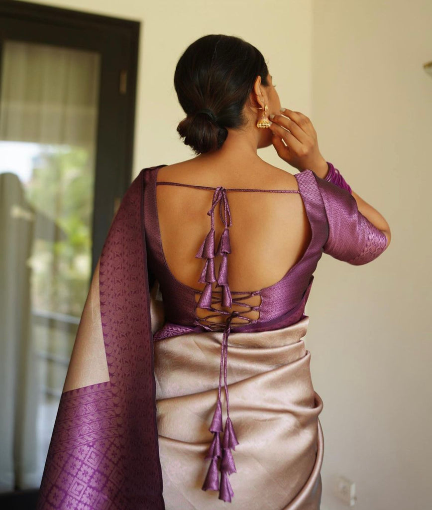 Supernal Beige Soft Silk Saree With Engaging Blouse Piece ClothsVilla