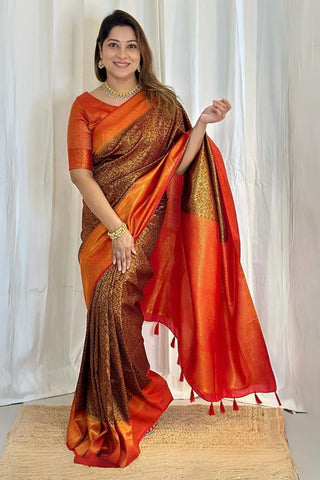 Transcendent Brown Soft Silk Saree With Incomparable Blouse Piece ClothsVilla