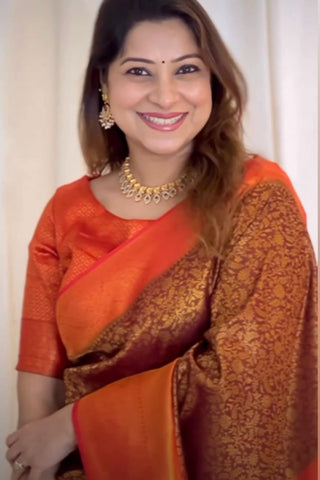 Transcendent Brown Soft Silk Saree With Incomparable Blouse Piece ClothsVilla