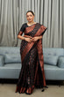 Load image into Gallery viewer, Nemesis Black Soft Silk Saree With Lissome Blouse Piece ClothsVilla