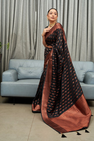 Nemesis Black Soft Silk Saree With Lissome Blouse Piece ClothsVilla