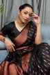 Load image into Gallery viewer, Nemesis Black Soft Silk Saree With Lissome Blouse Piece ClothsVilla
