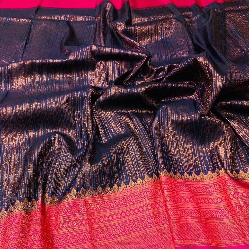 Incredible Blue Soft Banarasi Silk Saree With Majesty Blouse Piece ClothsVilla
