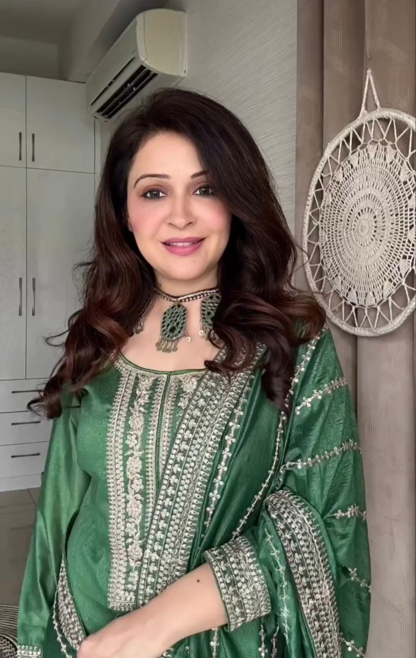 Adorable Dusty Green Embroidery Work Sharara Suit Clothsvilla