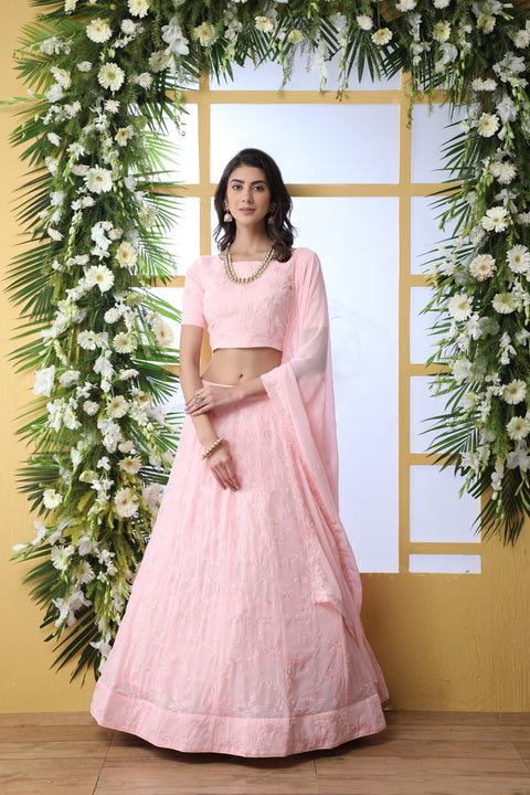 Adorable Light Pink Georgette Lehenga Choli ClothsVilla Main image