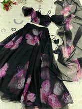Load image into Gallery viewer, Adorable Organza Silk Black Color Lehenga Choli Clothsvilla