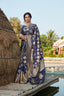 Agreeable Navy Blue Woven Banarasi Silk Party Wear Saree ClothsVilla