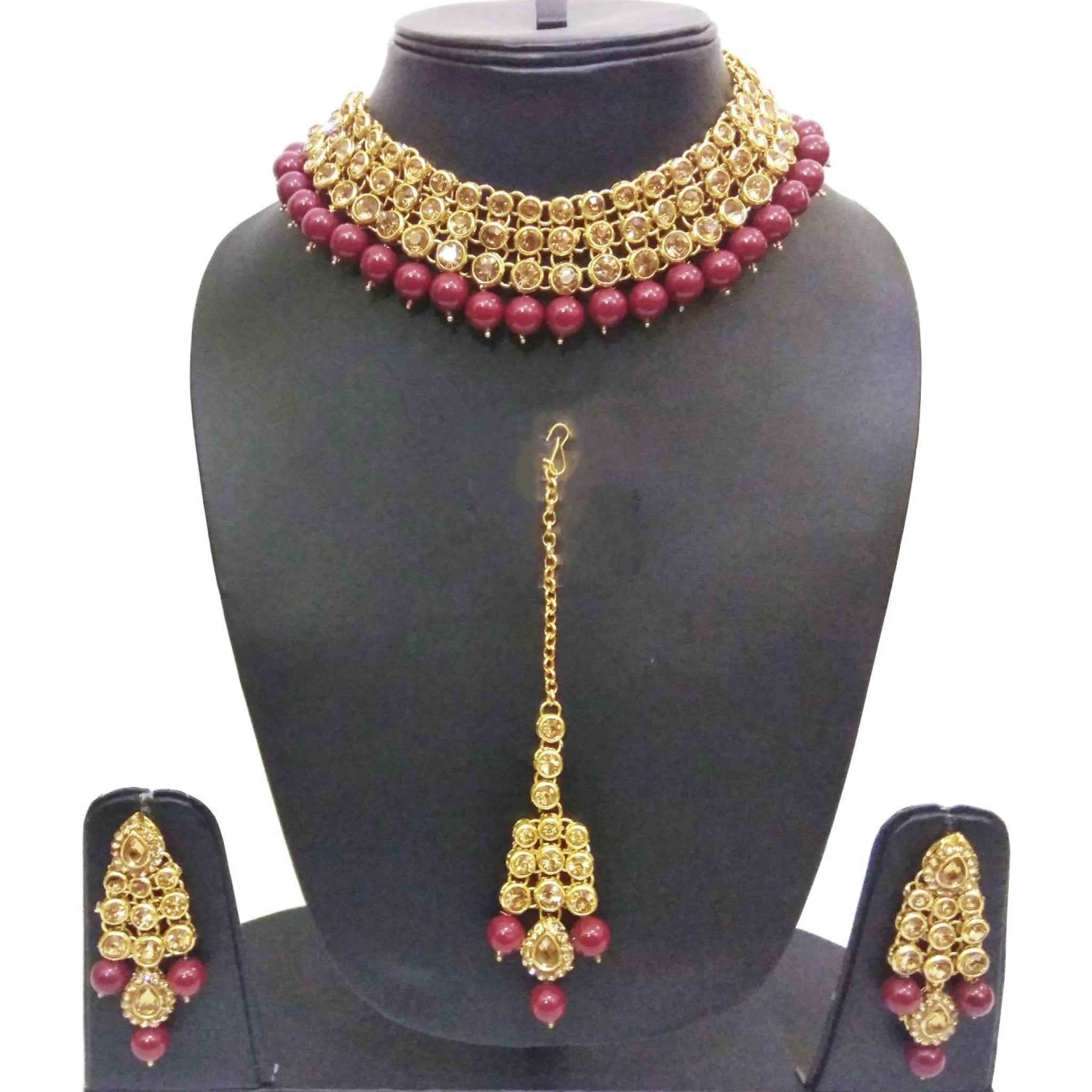 Alloy Jewel Set (Brown, White) ClothsVilla Main image