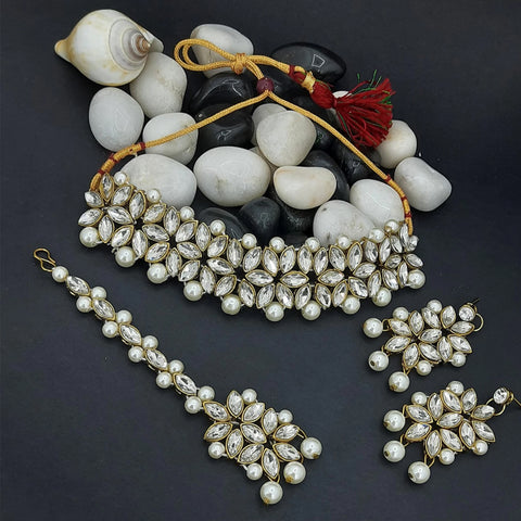 Classic Pearl Kundan Choker Necklace set ClothsVilla Main image