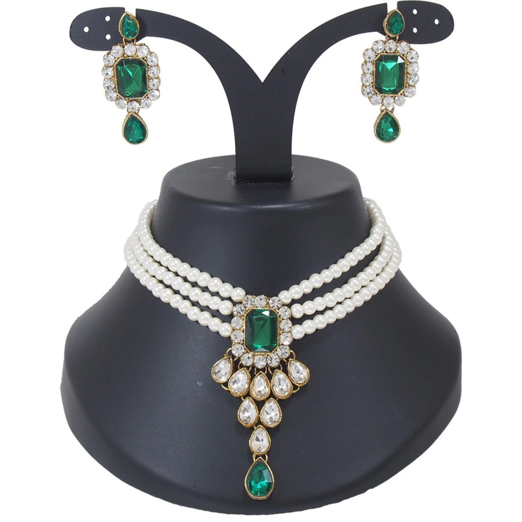 Alloy Jewel Set (Green, White) ClothsVilla