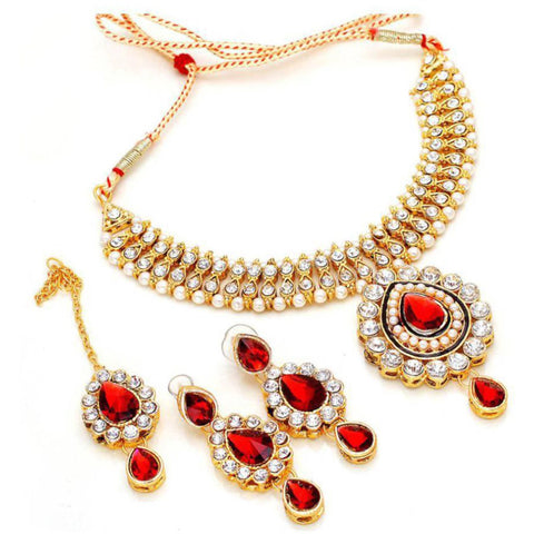 Alloy Jewel Set (Red, Gold) ClothsVilla Main image
