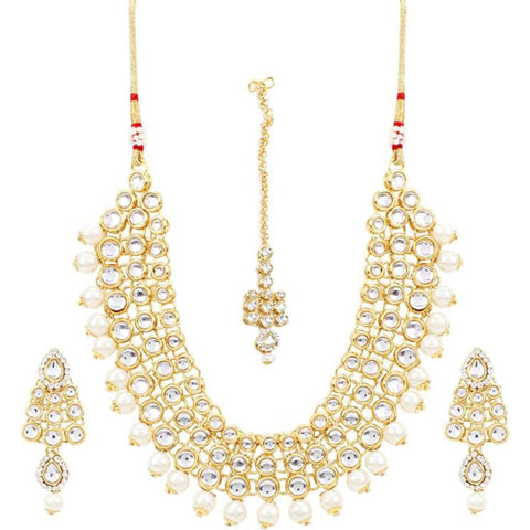 Alloy Jewel Set (White and Gold) ClothsVilla Main image