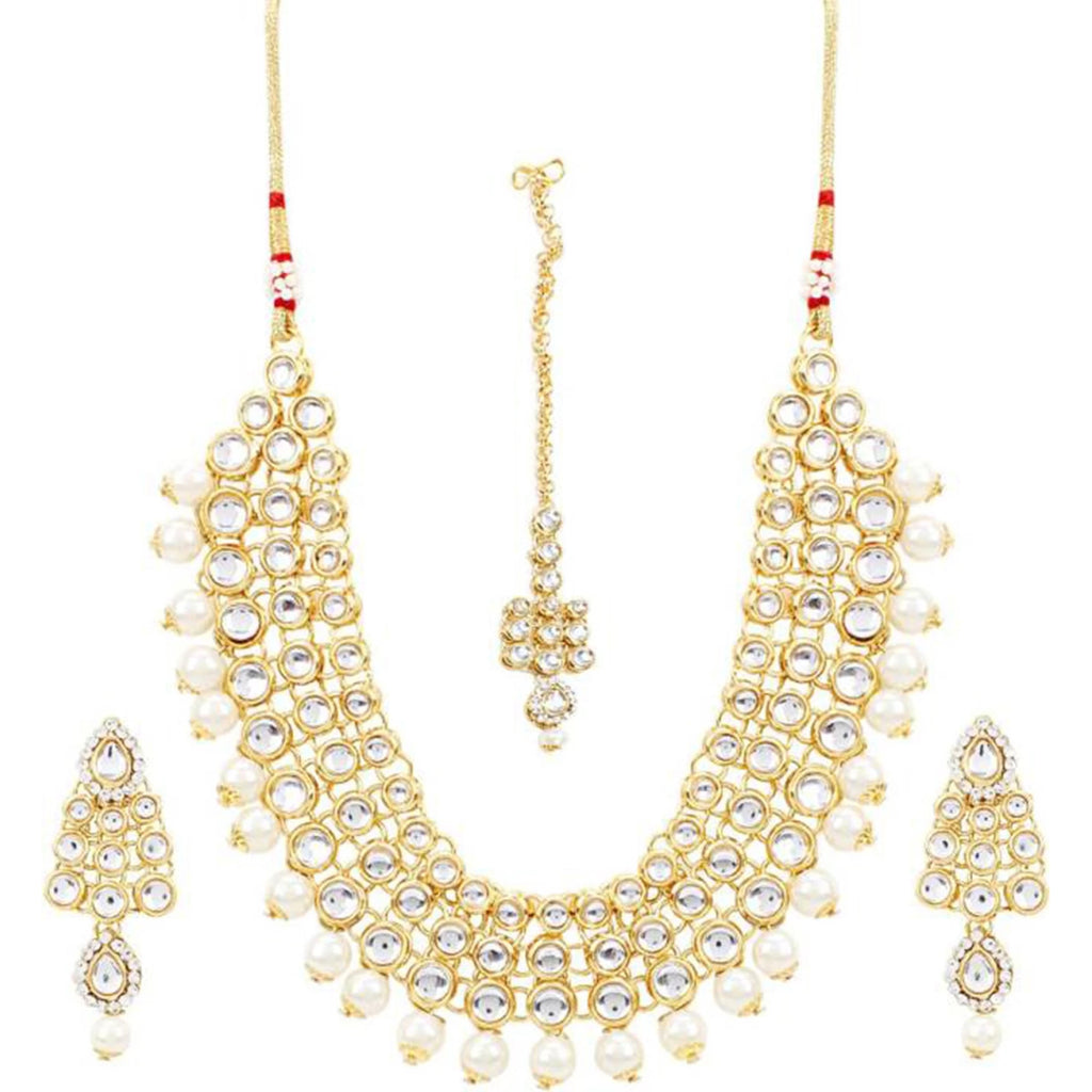 Alloy Jewel Set (White and Gold) ClothsVilla