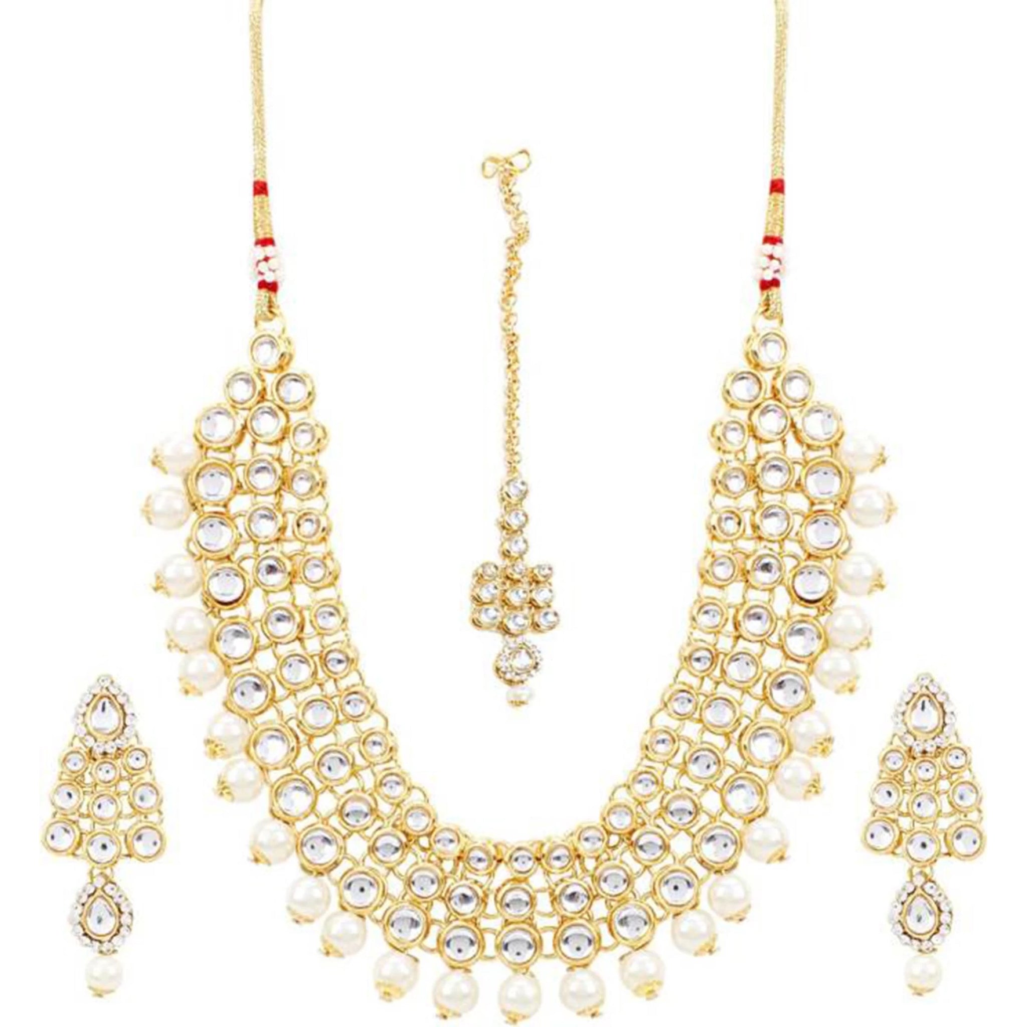 Alloy Jewel Set (White and Gold) ClothsVilla