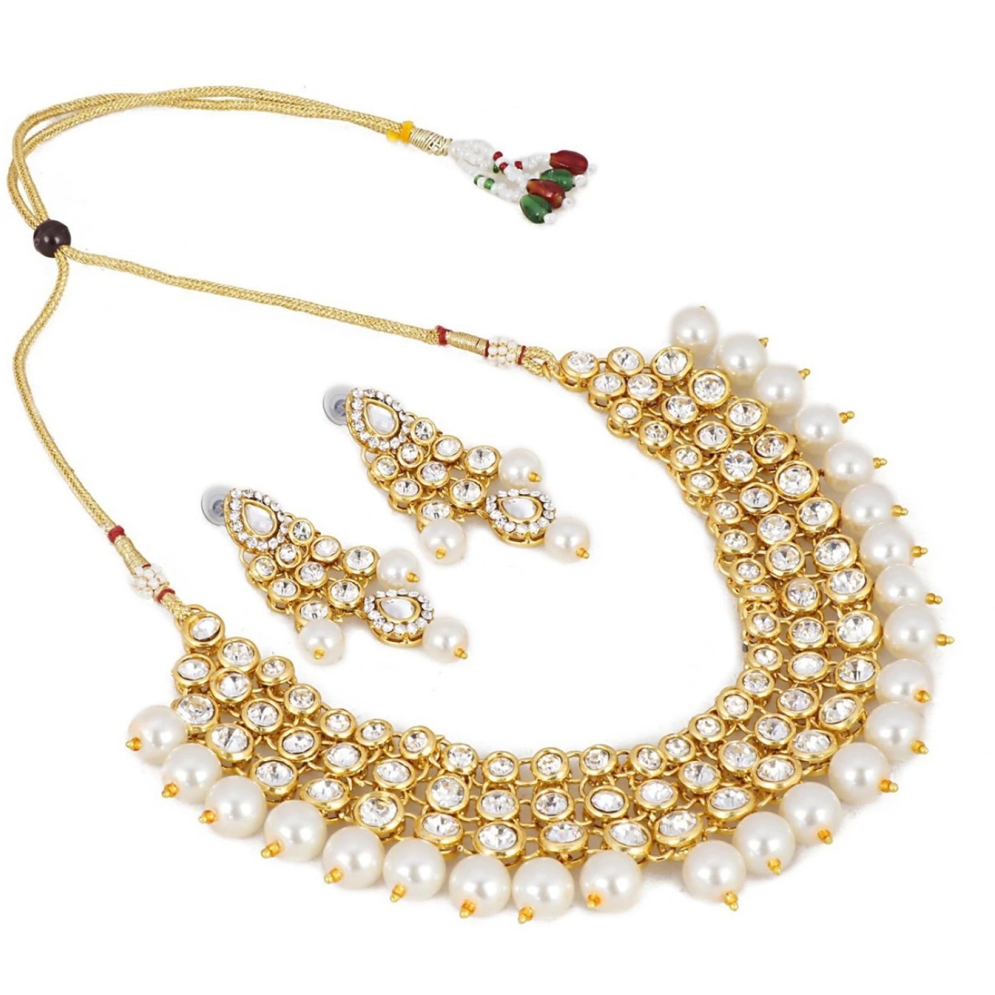 Alloy Jewel Set (White and Gold) ClothsVilla
