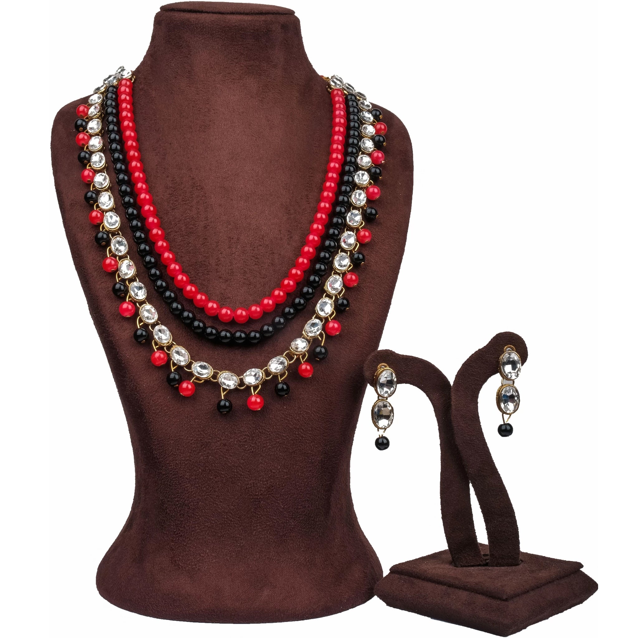 Red and Black Pearl Necklace for Wedding Engagement ClothsVilla Main image