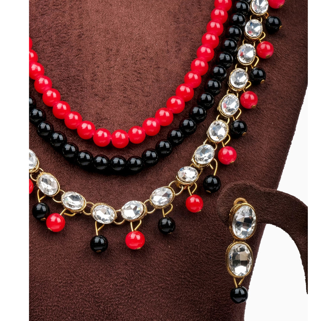 Red and Black Pearl Necklace for Wedding Engagement ClothsVilla