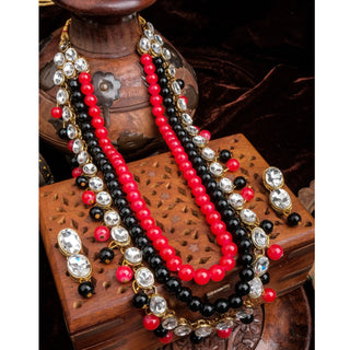 Red and Black Pearl Necklace for Wedding Engagement ClothsVilla