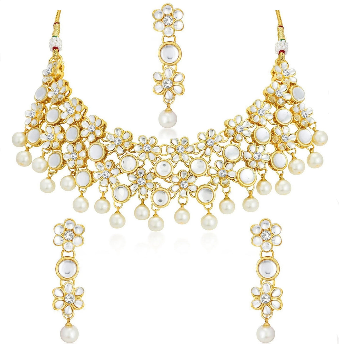 Alloy Jewel Set (White, Gold) ClothsVilla Main image