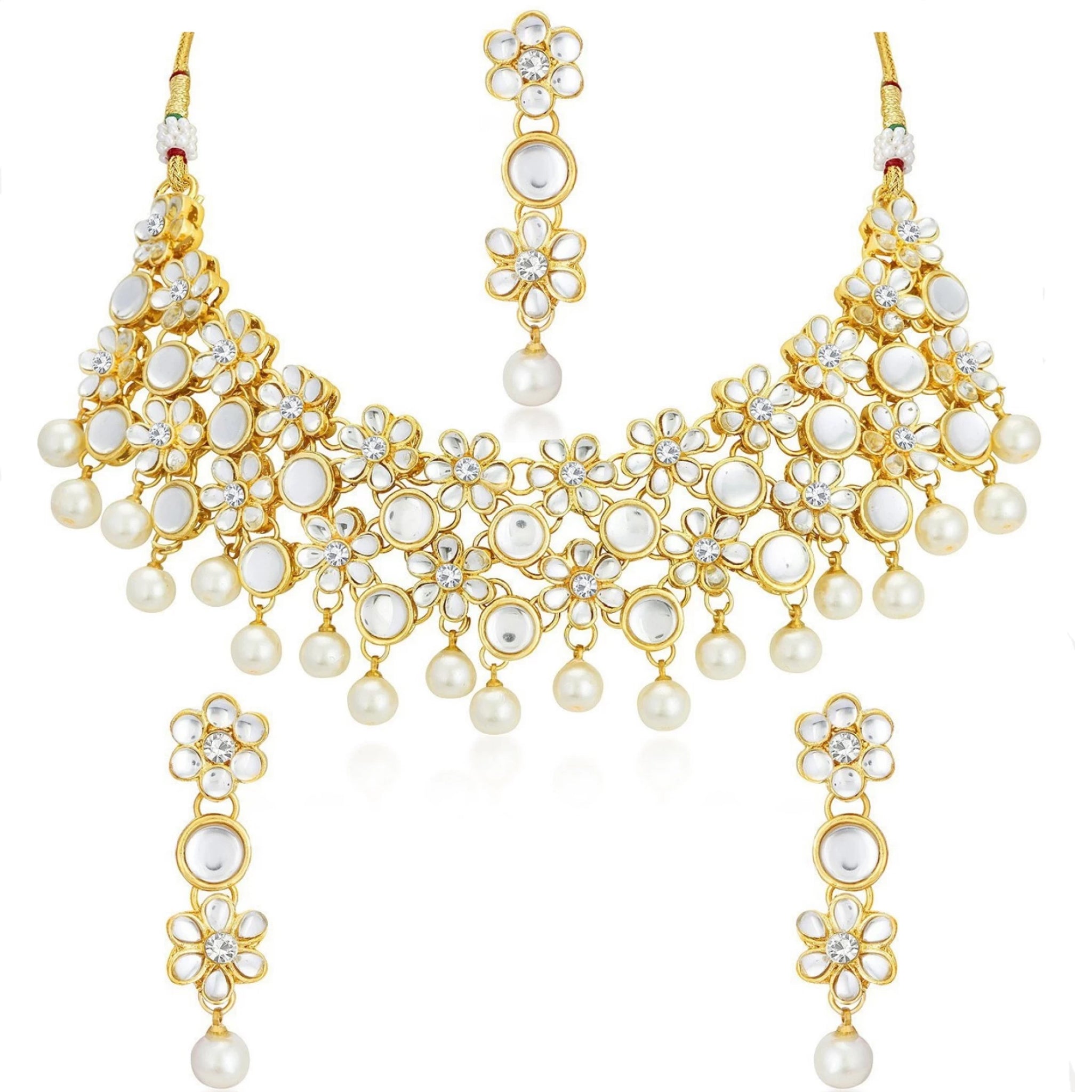 Alloy Jewel Set (White, Gold) ClothsVilla Main image