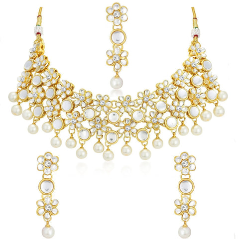 Alloy Jewel Set (White, Gold) ClothsVilla Main image