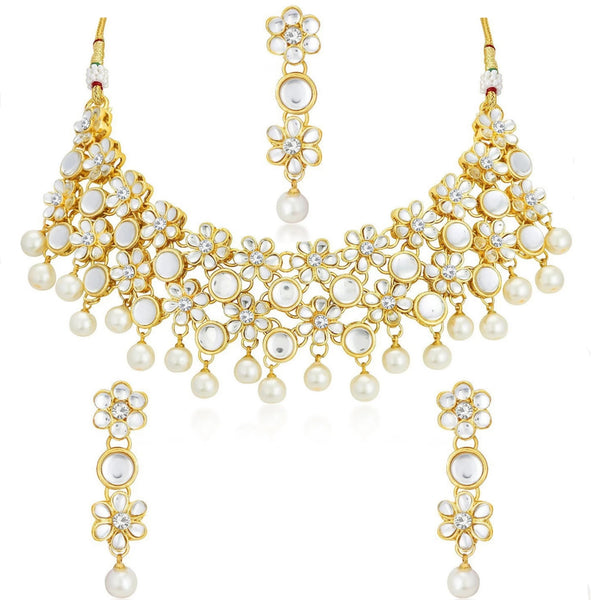 Alloy Jewel Set (White, Gold) ClothsVilla