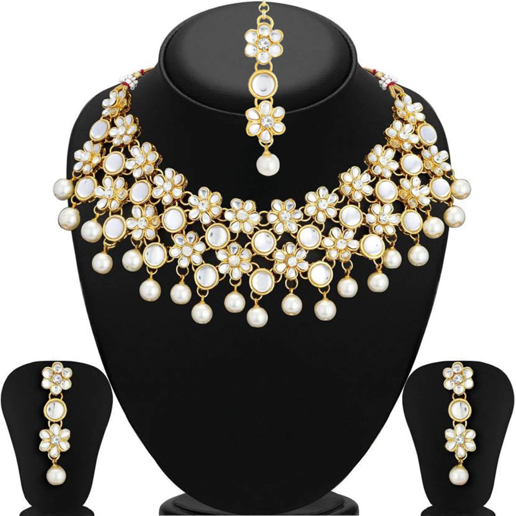 Alloy Jewel Set (White, Gold) ClothsVilla