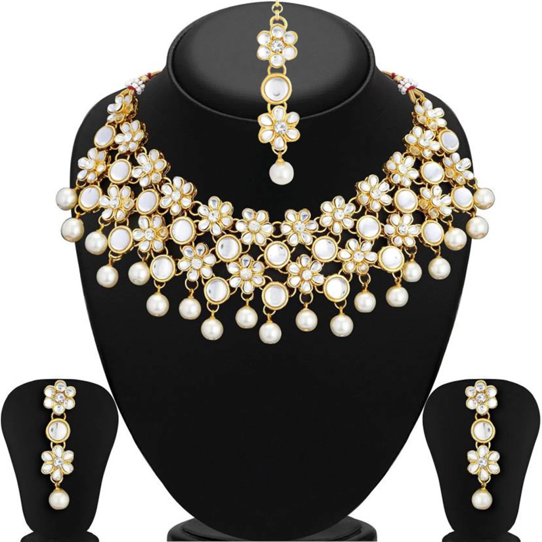 Alloy Jewel Set (White, Gold) ClothsVilla