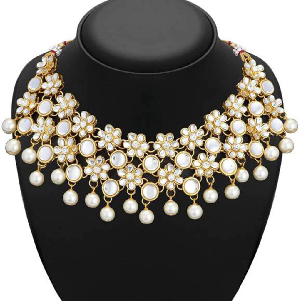 Alloy Jewel Set (White, Gold) ClothsVilla