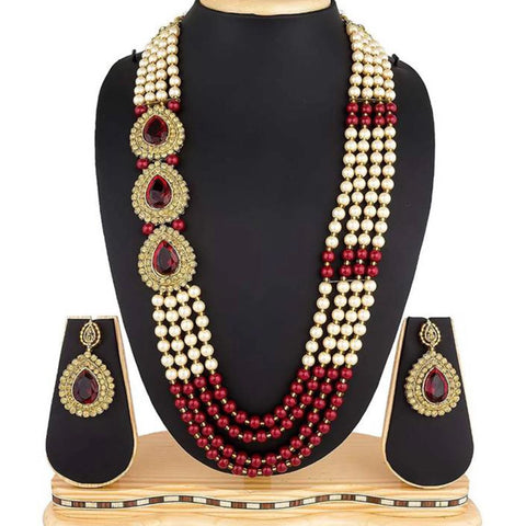 Alloy Jewel Set (White, Maroon) ClothsVilla Main image