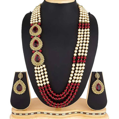 Alloy Jewel Set (White, Maroon) ClothsVilla