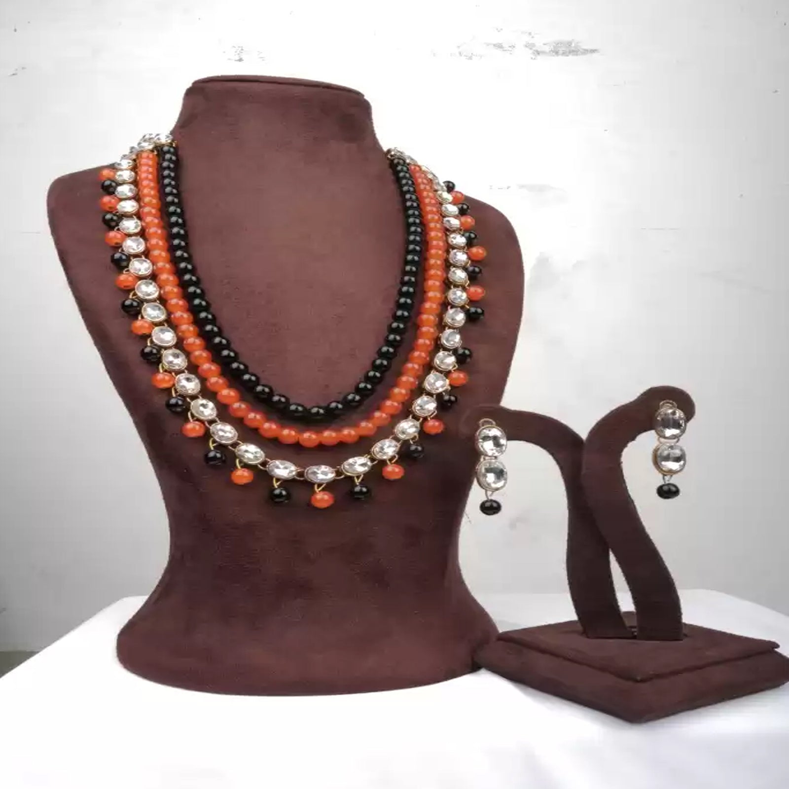 Alloy Jewel Set (White, Orange, Black) ClothsVilla