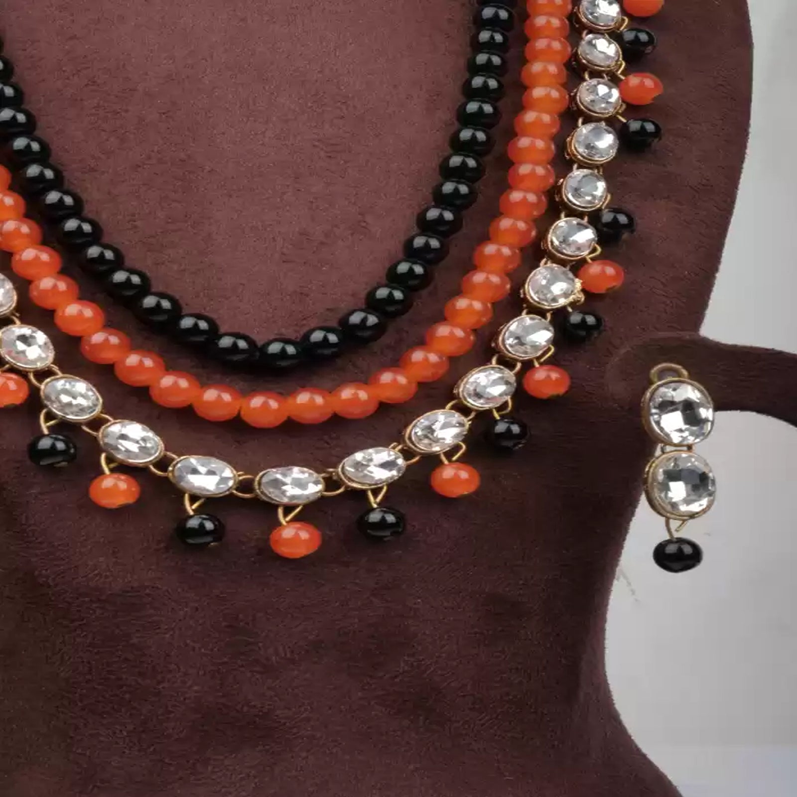 Alloy Jewel Set (White, Orange, Black) ClothsVilla