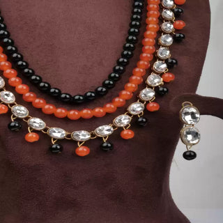 Alloy Jewel Set (White, Orange, Black) ClothsVilla