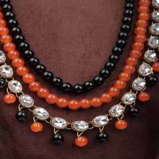 Alloy Jewel Set (White, Orange, Black) ClothsVilla