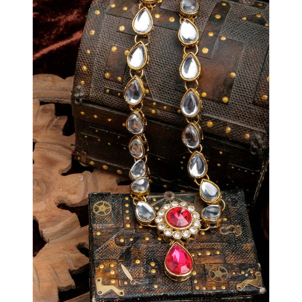 Alloy Gold-plated American Dimond Pink Necklace ClothsVilla