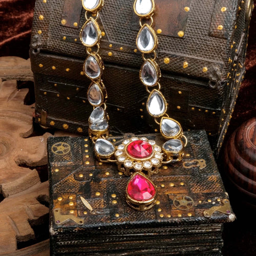 Alloy Gold-plated American Dimond Pink Necklace ClothsVilla