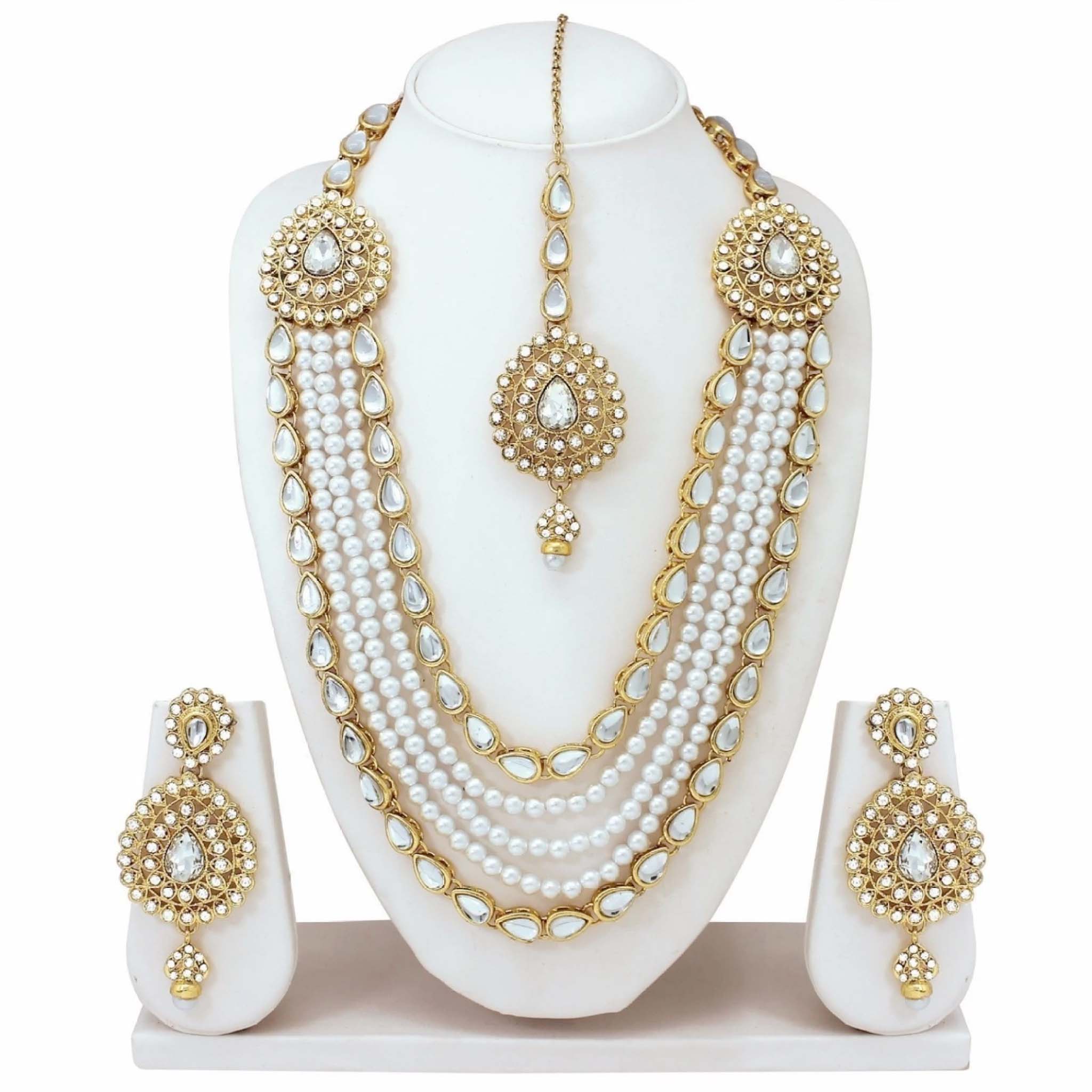 Alloy Gold-plated Jewel Set (White, Gold) ClothsVilla Main image